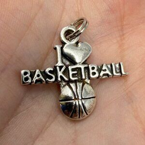 "I Love Basketball" Sterling Silver 925 Charm Pendant SJC Bracelet Jewelry Sport